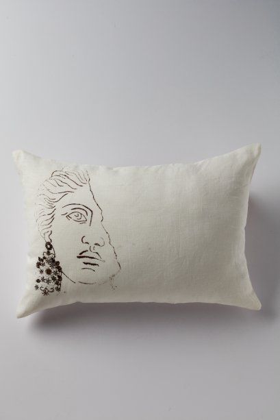 Mythos Sophie Wihite,Hand Embroidered Linen Cushion